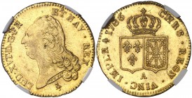 1786. Francia. Luis XVI. A (París). 2 luises de oro. (Fr. 474) (Kr. 592.1). AU. En cápsula de la NGC como MS61. Muy bella. Ex Stack's Bowers 10/08/201...