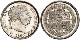 1820. Inglaterra. Jorge III. 1 chelín. (Kr. 666). 5,65 g. AG. Bella. S/C-.