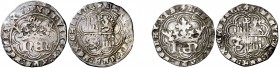 Enrique IV (1454-1474). Burgos. Real de anagrama. Lote de 2 monedas. A examinar. BC+/MBC-.