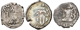 1620, 1624 y 1653. València. 1 divuitè. Lote de 3 monedas. A examinar. BC+/MBC.