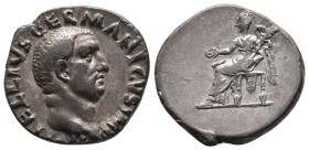 Vitellius, 69 AD. AR Denarius ( 18,5mm, 3.0 g ), Rome, April-December 69. Obv: A VITELLIVS GERMANICVS IMP Bare head of Vitellius to right. Rev: Victor...