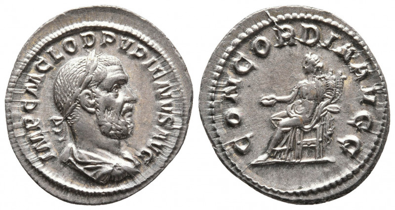 Pupienus, 238 AD. AR Denarius (20,6mm, 2,82 g). Obv: IMP C M CLOD PVPIENVS AVG, ...