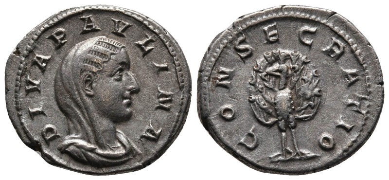 Paulina, Diva.235 AD.Rome. AR Denarius (18,4mm, 3.4g.) Obv: DIVA PAVLINA Bust dr...