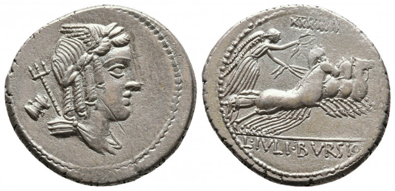 Roman Republic
L. Julius Bursio. 85 BC. Rome. AR Denarius (19,9mm, 4.0g). Obv: b...