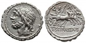 Roman Republic
L. Cornelius Scipio Asiaticus. 106 BC. Rome. Serrate AR Denarius (17,9mm, 3.94g) Obv: Laureate head of Jupiter left.
Rev: L SCIP ASIAG....