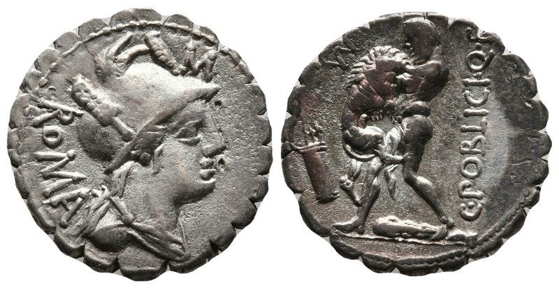 Roman Republic
C. Poblicius Q. f. 80 BC. Rome. Serrate AR Denarius (18,5mm, 3.8...
