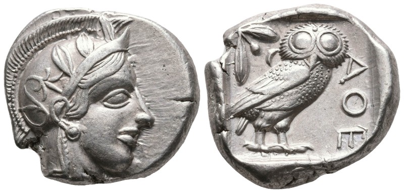 Athens, Attica. Circa 440-420 BC. AR Tetradrachm. (24,9mm, 17.18 g).
Obv: Helme...