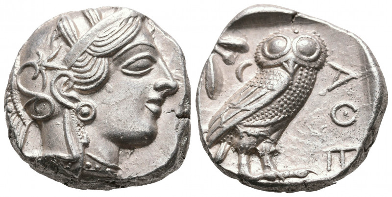 Athens, Attica. Circa 440-420 BC. AR Tetradrachm. (22,8mm, 17.21 g).
Obv: Helmet...