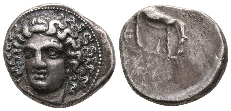 Thessaly, Larissa. Circa 400-380 BC. AR Drachm.(18,7mm, 5,88g.). Obv: Head of ny...
