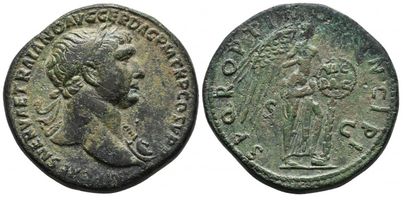 Trajan Æ Sestertius. Rome. AD 103-111. (31,1mm, 24,71g). Obv: IMP CAES NERVAE TR...