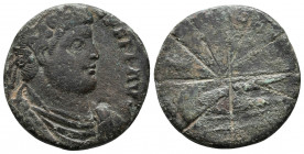 Bronze follis of Magnentius, (7.7mm / 4.08g), Rv. is scratched with graffiti, possibly a sign of protest.