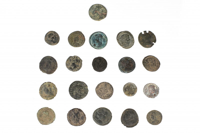 20 Roman bronze coins and 1 Roman provincial coin. Set of 21: 15.4-20.4mm / 64.5...