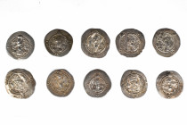 Collection of 10 Sasanid AR coins, Set of 10: 29-34.2mm / 41.05g.