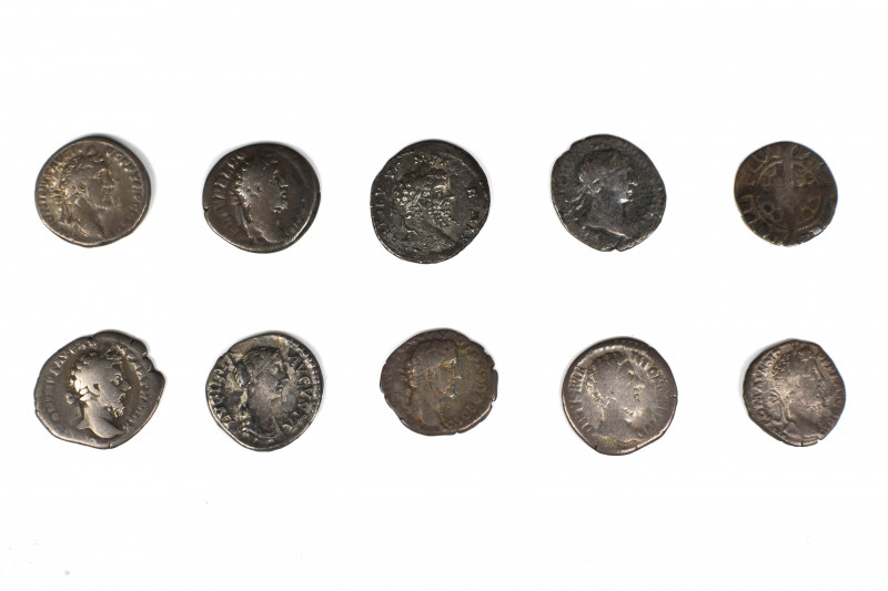 Collection of 9 Roman denarii and 1 Medieval coin, Set of 10: 15.9-20.1mm / 24.4...