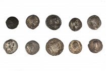 Collection of 7 Roman Denarii, 2 Antoniniani and 1 Greek coin, Set of 10: 15.7-22.3mm / 24.7g.