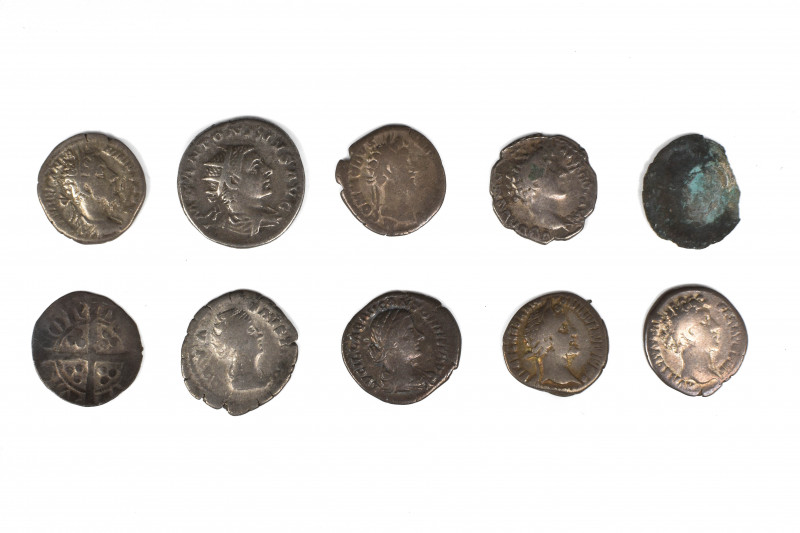 Collection of 8 Roman Denarii, 1 Antoniniani and 1 Medieval coin, Set of 10: 16....