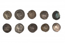 Collection of 8 Roman Denarii, 1 Antoniniani and 1 Medieval coin, Set of 10: 16.6-20.7mm / 26.86g.