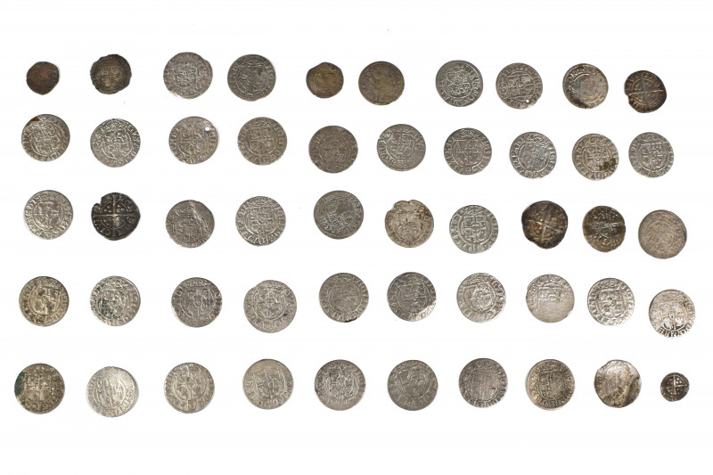 Collection of 50 Medieval European silver coins, Set of 50: 11-19.6mm / 46.49g.