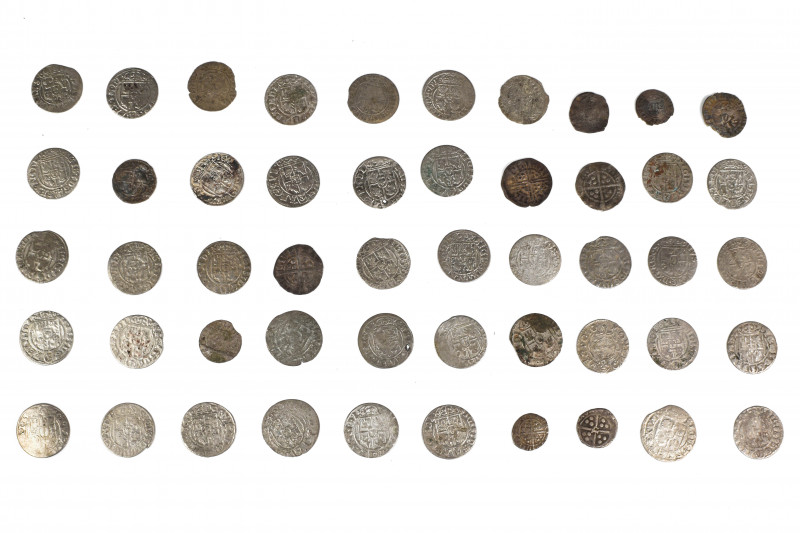Collection of 50 Medieval European silver coins, Set of 50: 12.6-19.5mm / 47.75g...