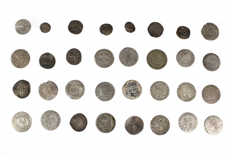 Collection of 50 Medieval European silver coins, Set of 36: 10-20.5mm / 29.2g.