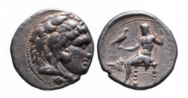 Kings of Macedonia, in the name of Alexander III the Great, 336-323 BC, posthumous issue, uncertain Mint in Phoenicia or Syria, ca. 317-300 BC.
Head o...