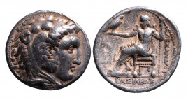 Kings of Macedonia, Alexander III the Great, 336-323 BC, posthumous issue struck under Seleukos I Nikator, Arados Mint, ca. 311-300 BC.
Head of Herakl...