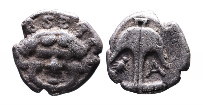 Thrace, Apollonia Pontica, late 5th-4th centuries.
Facing gorgoneion;
Anchor upr...