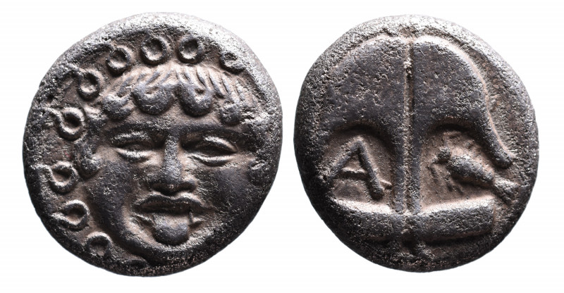 Thrace, Apollonia Pontica, late 5th-4th centuries.
Facing gorgoneion;
Anchor upr...