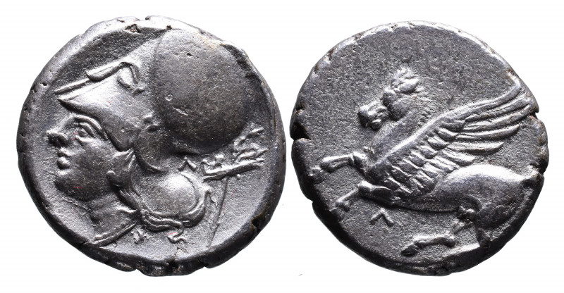 Akarnania, Leukas, ca. 320-280 BC.
Pegasus flying left, below _;
Head of Athena ...