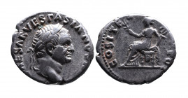 Vespasianus AD 69-79, Rome Mint, AD 69-70.
Laureate head of Vespasianus right, IMP CAESAR VESPASIANVS AVG;
Pax seated left, holding branch and caduceu...