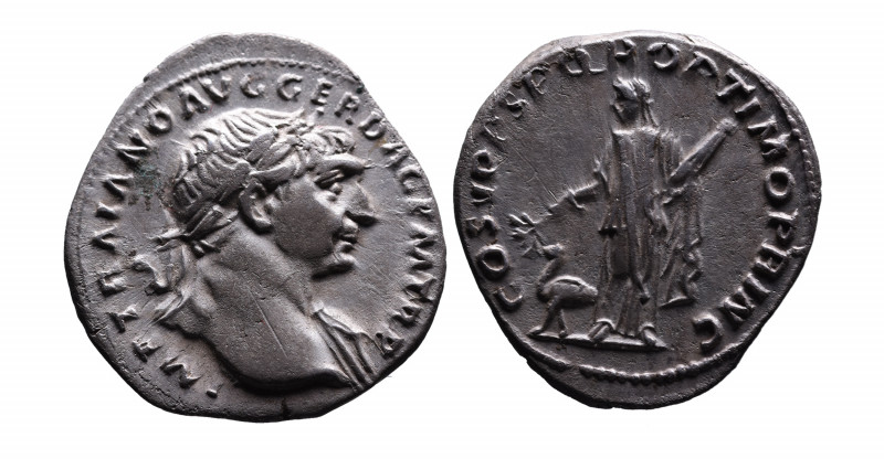 Traianus AD 98-117, Rome Mint, AD 103-111.
Laureate bust of Traianus right, with...