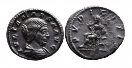 Julia Maesa, Rome Mint, AD 218-225.
Bare and draped bust of Julia Maesa right, IVLIA MAESA AVG;
Pudicitias seated left, raising veil and holding scept...