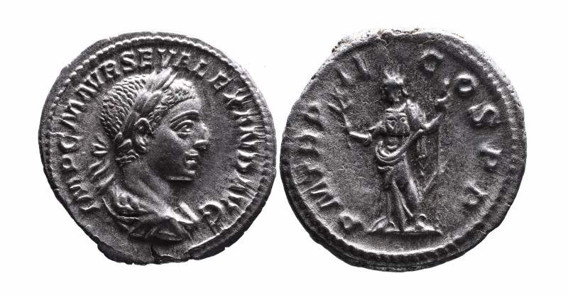 Alexander Severus AD 222-235, Rome Mint, AD 222-224.
Laureate and draped bust of...