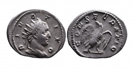 Traianus Decius AD 249-251, consecration issue for Divus Titus, Mediolanum Mint, AD 250-251.
Radiate head of Divus Titus right, DIVO TITO;
Eagle stand...