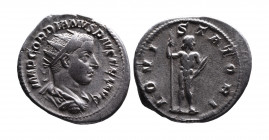 Gordianus III AD 238-244, Rome Mint, ca. AD 241-243.
Radiate, draped and cuirassed bust of Gordianus right, IMP GORDIANVS PIVS FEL AVG;
Naked Jupiter ...