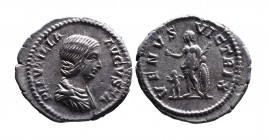 Plautilla AD, Rome Mint, ca. AD 202-205.
Bare and draped bust of Plautilla right, PLAVTILLA AVGVSTA
Venus standing left, leaning upon oval shield to r...