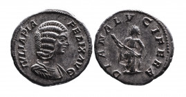 Julia Domna AD 193-217, Rome Mint, ca. AD 211-217.
Bare and draped bust of Julia Domna right, IVLIA PIA FELIX AVG;
Diana standing facing, head turned ...