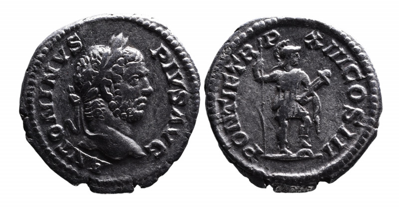 Caracalla AD 198-217, Rome Mint, AD 210.
Laureate head of Caracalla right, ANTON...