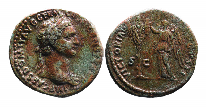 Domitianus AD 81-96, Rome Mint, AD 85.
Laureate bust of Domitianus with aegis ri...
