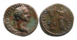 Domitianus AD 81-96, Rome Mint, AD 85.
Laureate bust of Domitianus with aegis right, IMP CAES DOMIT AVG GERM COS XI CENS PER PP;
Victoria standing lef...