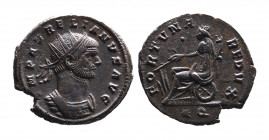 Aurelianus AD 270-275, Siscia Mint, ca. AD 271.
Radiate and cuirassed bust of Aurelianus right, IMP AVRELIANVS AVG;
Fortuna seated on the wheel left, ...