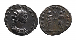 Aurelianus AD 270-275, Mediolanum Mint, ca. AD 271-272.
Radiate and cuirassed bust of Aurelianus right, IMP AVRELIANVS AVG;
Female figure standing rig...