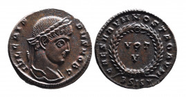 Crispus AD 317-326, as caesar, Siscia Mint, ca. AD 320-321.
Laureate head of Crispus right, IVL CRISPVS NOB C;
VOT_V within wreath, CAESARVM NOSTRORVM...