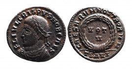 Crispus AD 317-326, as caesar, Thessalonica Mint, ca. AD 320-321.
Laureate, draped and cuirassed bust of Crispus left, FL IVL CRISPVS NOB CAES;
VOT_V ...