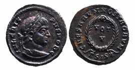 Crispus AD 317-326, as caesar, Siscia Mint, ca. AD 320-321.
Laureate head of Crispus right, IVL CRISPVS NOB C;
VOT_V within wreath, CAESARVM NOSTRORVM...