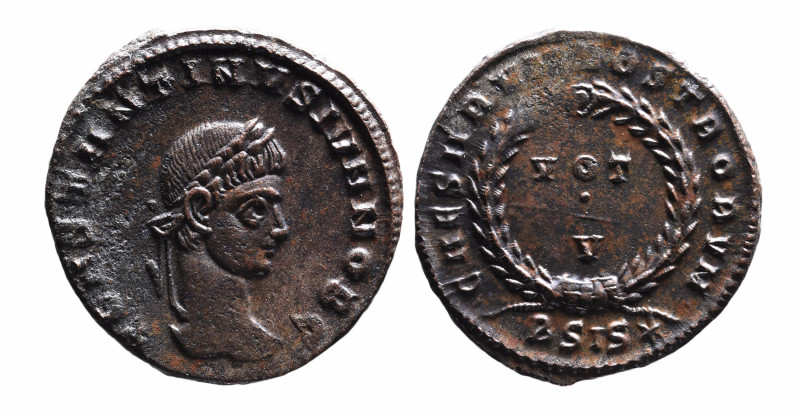 Constantine II AD 317-340, as caesar, Siscia Mint, ca. AD 320-321.
Laureate head...