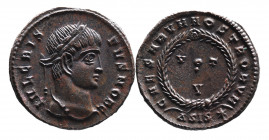Crispus AD 317-326, as caesar, Siscia Mint, ca. AD 320-321.
Laureate head of Crispus right, IVL CRISPVS NOB C;
VOT_V within wreath, CAESARVM NOSTRORVM...