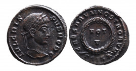 Crispus AD 317-326, as caesar, Siscia Mint, ca. AD 320-321.
Laureate head of Crispus right, IVL CRISPVS NOB C;
VOT_V within wreath, CAESARVM NOSTRORVM...