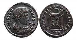 Constantine I the Great AD 307-337, Trier Mint, ca. AD 322-323.
Laureate bust of Constantinus I right, wearing trabea and holding eagle-tipped sceptre...