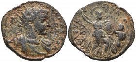 Cilicia, Seleuceia ad Calycadnum, Alexander Severus 222-235 AD, AE
Radiate and cuirassed bust of Alexander Severus right
Athena holding spear and shie...